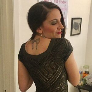 Bebe body con dress. Nude underlining. Roaring 20s